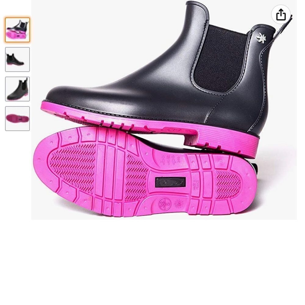 Meduse Jumpy Chelsea Boots PVC Black Pink Sole 36/6‎